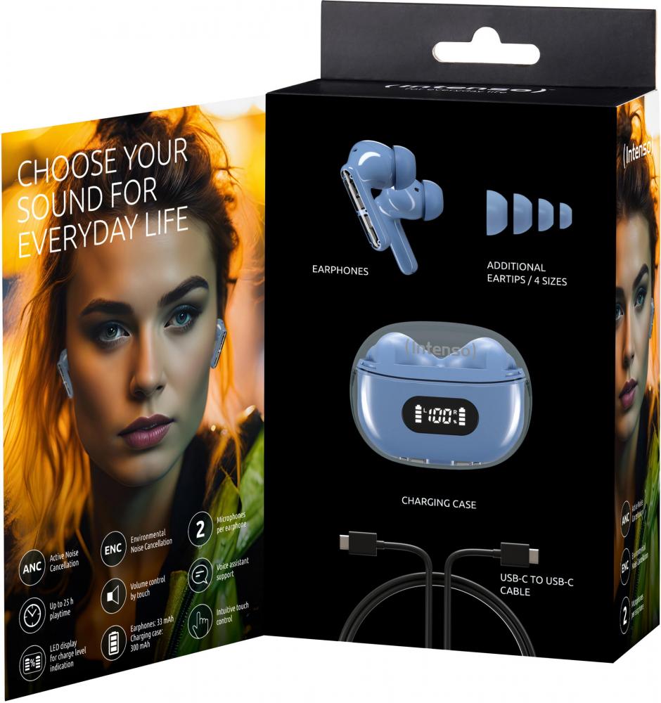 Intenso True Wireless Kopfhörer T315AE Bluetooth Buds Plus mit Akku blau