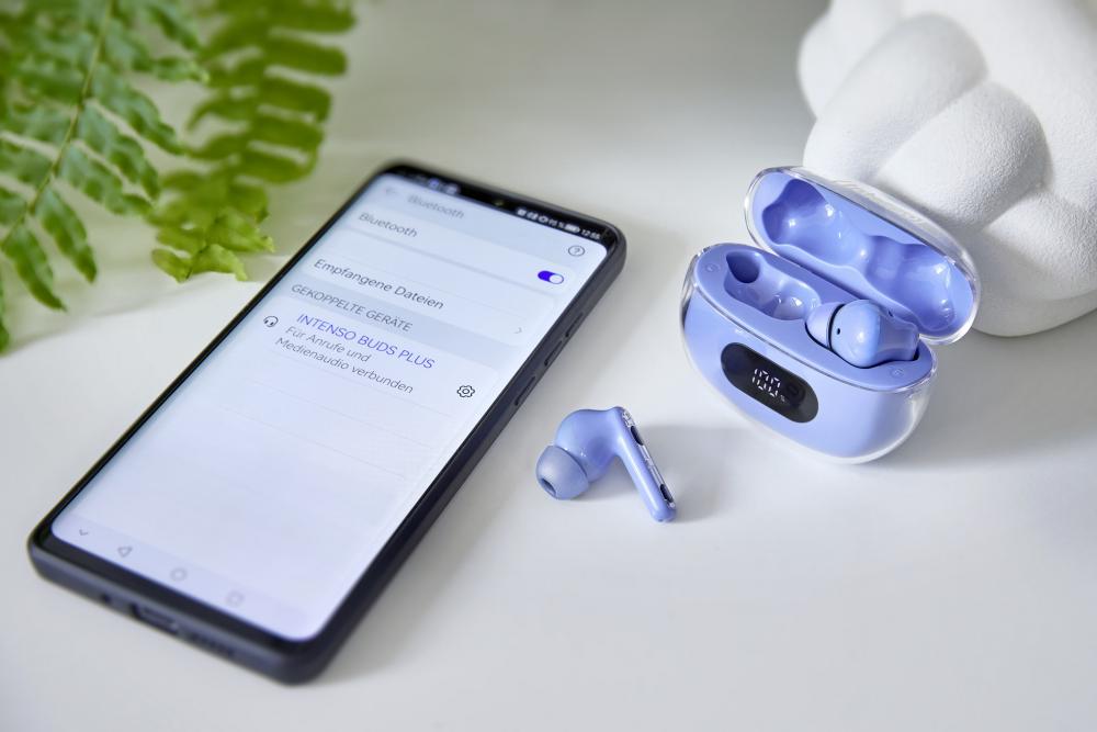 Intenso True Wireless Kopfhörer T315AE Bluetooth Buds Plus mit Akku blau