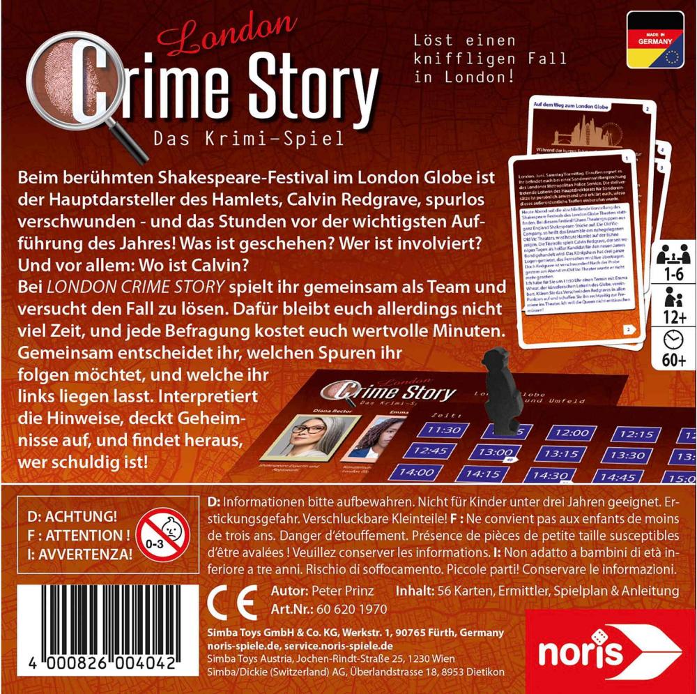 Noris Familienspiel Detektivspiel Crime Story - London 606201970