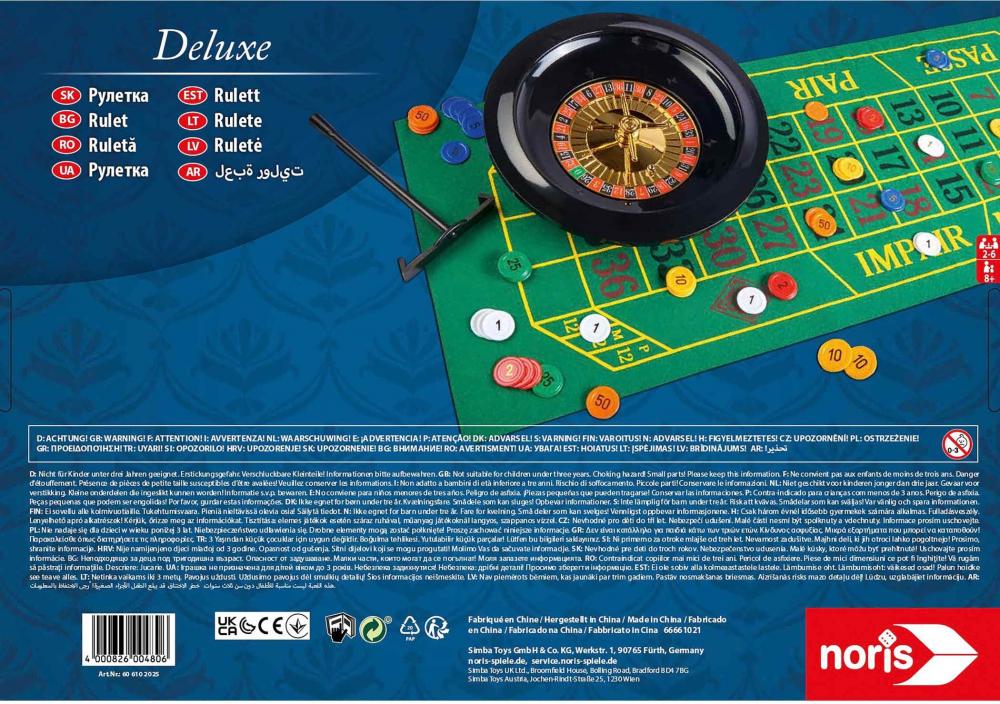 Noris Familienspiel Partyspiel Deluxe Set - Roulette 25cm 606102025