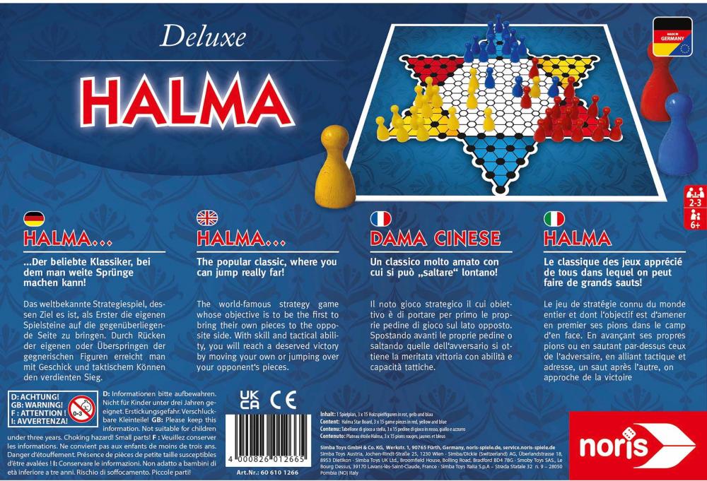 Noris Familienspiel Strategiespiel Deluxe Set - Halma 606101266