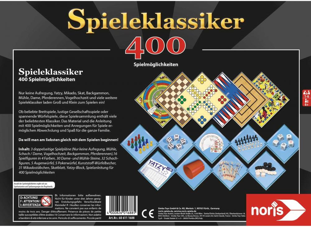 Noris Familienspiel Spielesammlung Spieleklassiker - 400 Spielmöglichkeiten 606111688