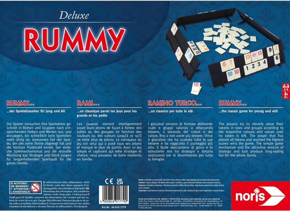 Noris Familienspiel Aktionsspiel Deluxe Set - Rummy 606101779