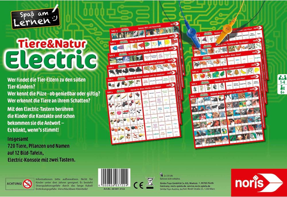 Noris Kinderspiel Lernspiele Tiere und Natur Electric 606013722