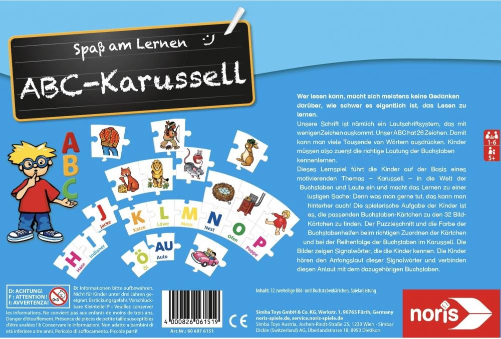 Noris Kinderspiel Lernspiele ABC-Karussell 606076151