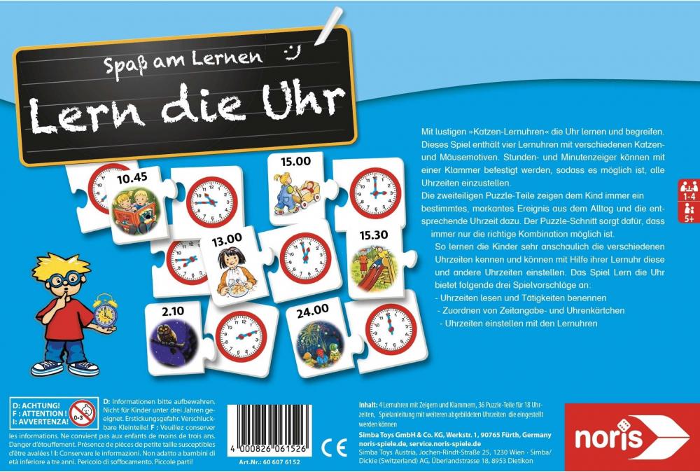 Noris Kinderspiel Lernspiele Lern die Uhr 606076152