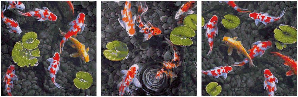 Schipper Malen nach Zahlen Master Class Triptychon 40x120cm Koi Juwel im Fischteich 609470860