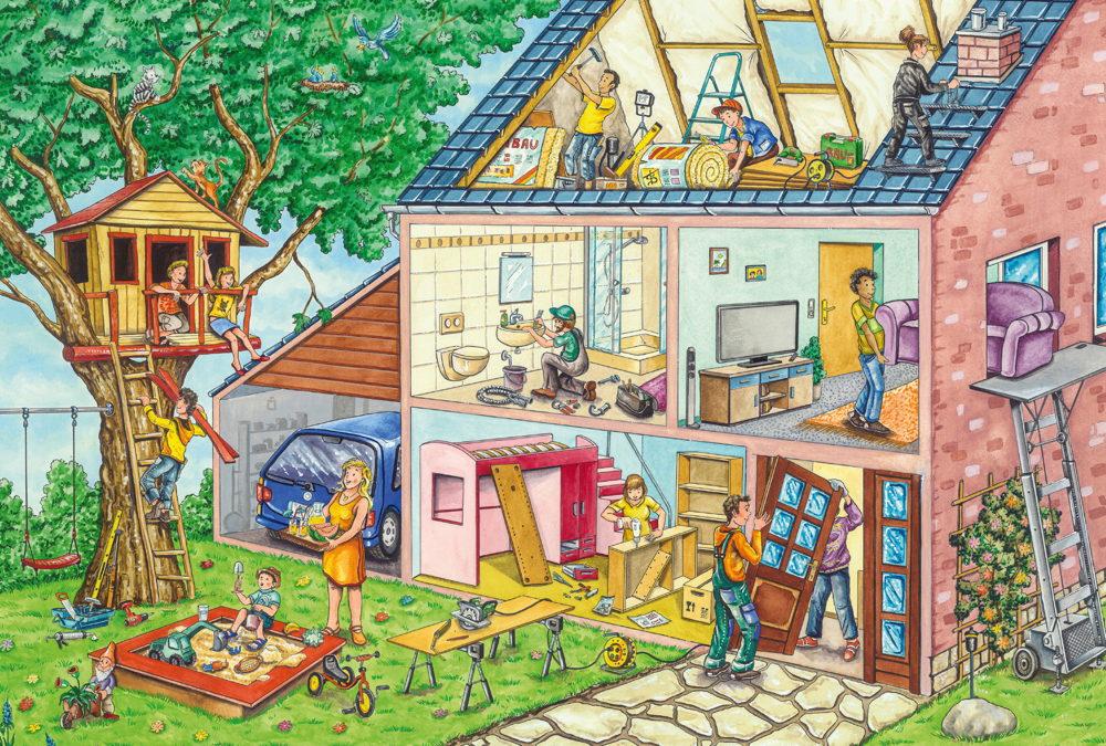 40 Teile Schmidt Spiele Kinder Puzzle Die fleißigen Handwerker mit Werkzeug Set 56375