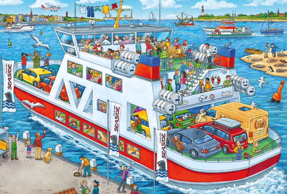 3 x 24 Teile Schmidt Spiele Kinder Puzzle Wo ist das kleine Segelboot? 56418