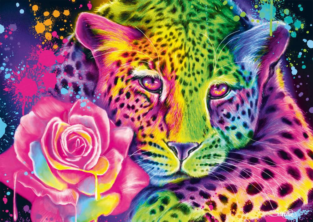 1000 Teile Schmidt Spiele Puzzle Sheena Pike Neon Regenbogen-Leopard 58514