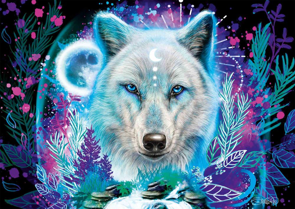 1000 Teile Schmidt Spiele Puzzle Sheena Pike Neon Arktis-Wolf 58515