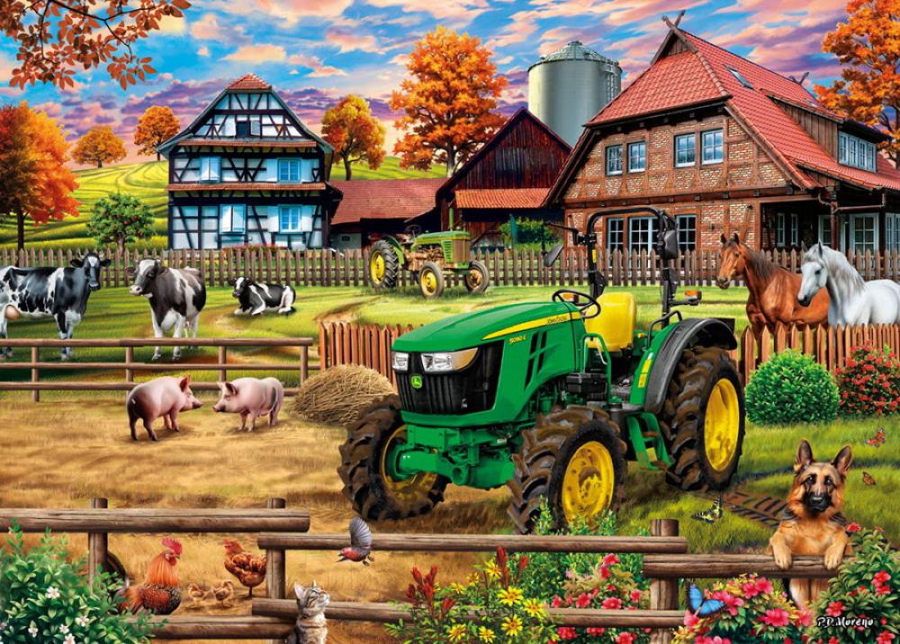 1000 Teile Schmidt Spiele Puzzle John Deere Bauernhof mit Traktor 5050E 58534