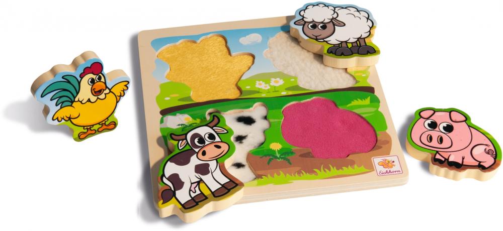 4 Teile Eichhorn Kinder Fühl-puzzle Holz mit Stoff 100003687