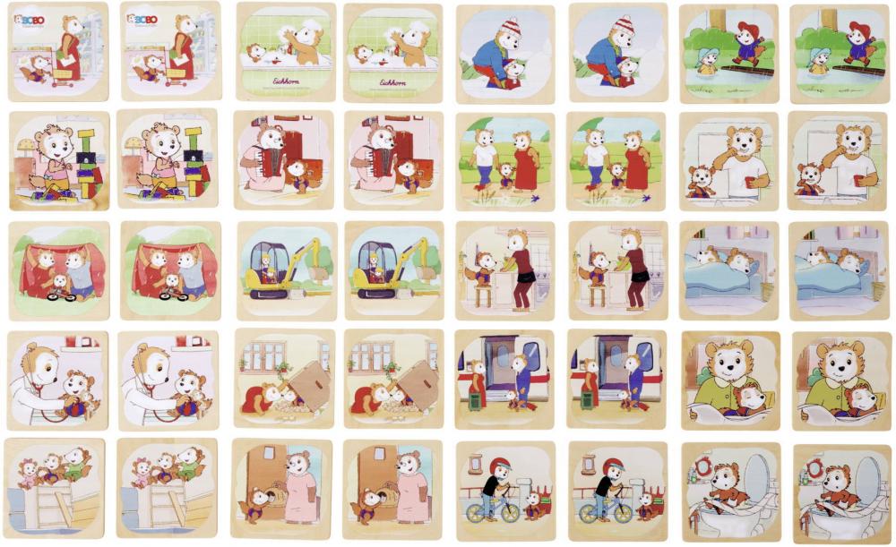 40 Holz Karten Eichhorn Kinderspiel Kartenlegespiel Memo Bobo Siebenschläfer 109245680