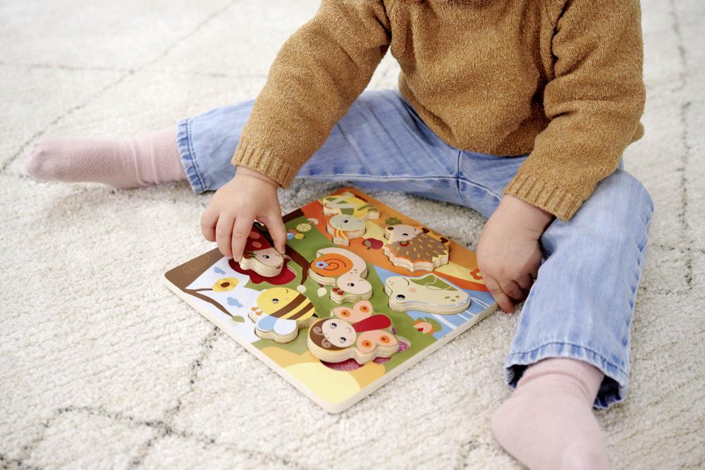 7 Teile Eichhorn Kinder Puzzle Holz Fühlpuzzle mit Stoff 100006840