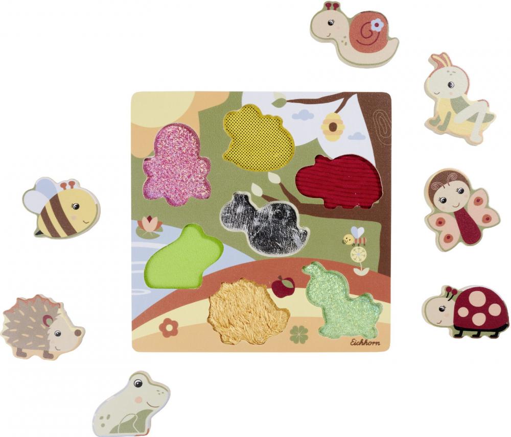 7 Teile Eichhorn Kinder Puzzle Holz Fühlpuzzle mit Stoff 100006840