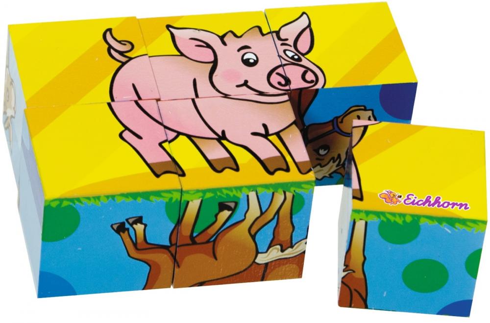 6 Teile Eichhorn Kinder Würfel Puzzle Holz Tiermotive 100005481