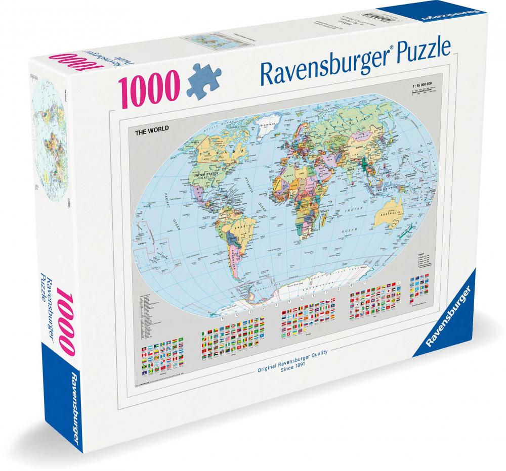 1000 Teile Ravensburger Puzzle Politische Weltkarte 12000065