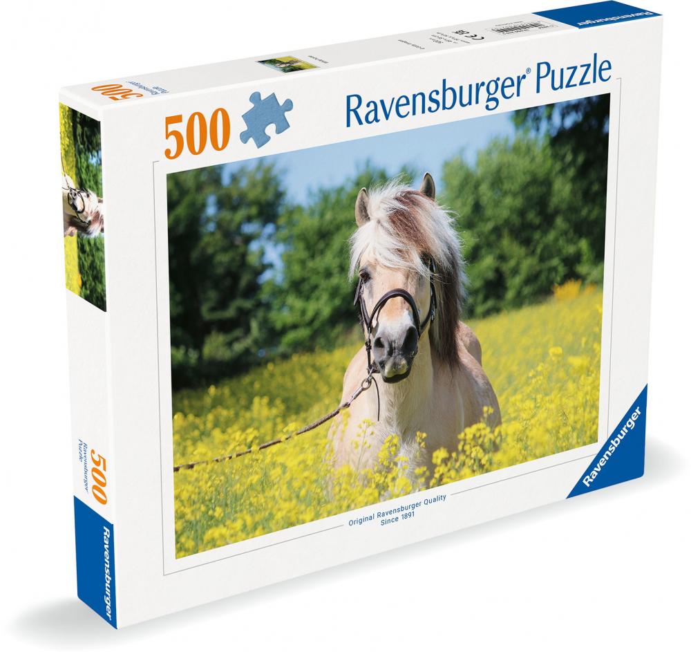 500 Teile Ravensburger Puzzle Pferd im Rapsfeld 12000210