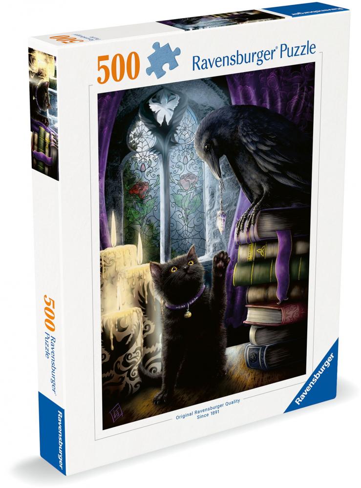 500 Teile Ravensburger Puzzle Rabe und Katze im Turmzimmer 12000314