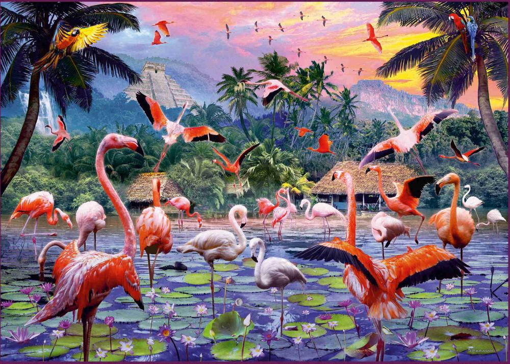 1000 Teile Ravensburger Puzzle Pinke Flamingos 12000574