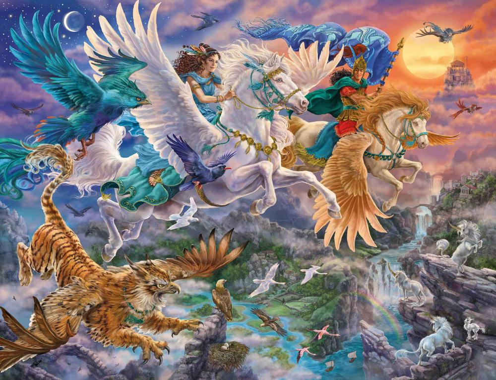 2000 Teile Ravensburger Puzzle Auf dem Pegasus durch die Lüfte 12000806