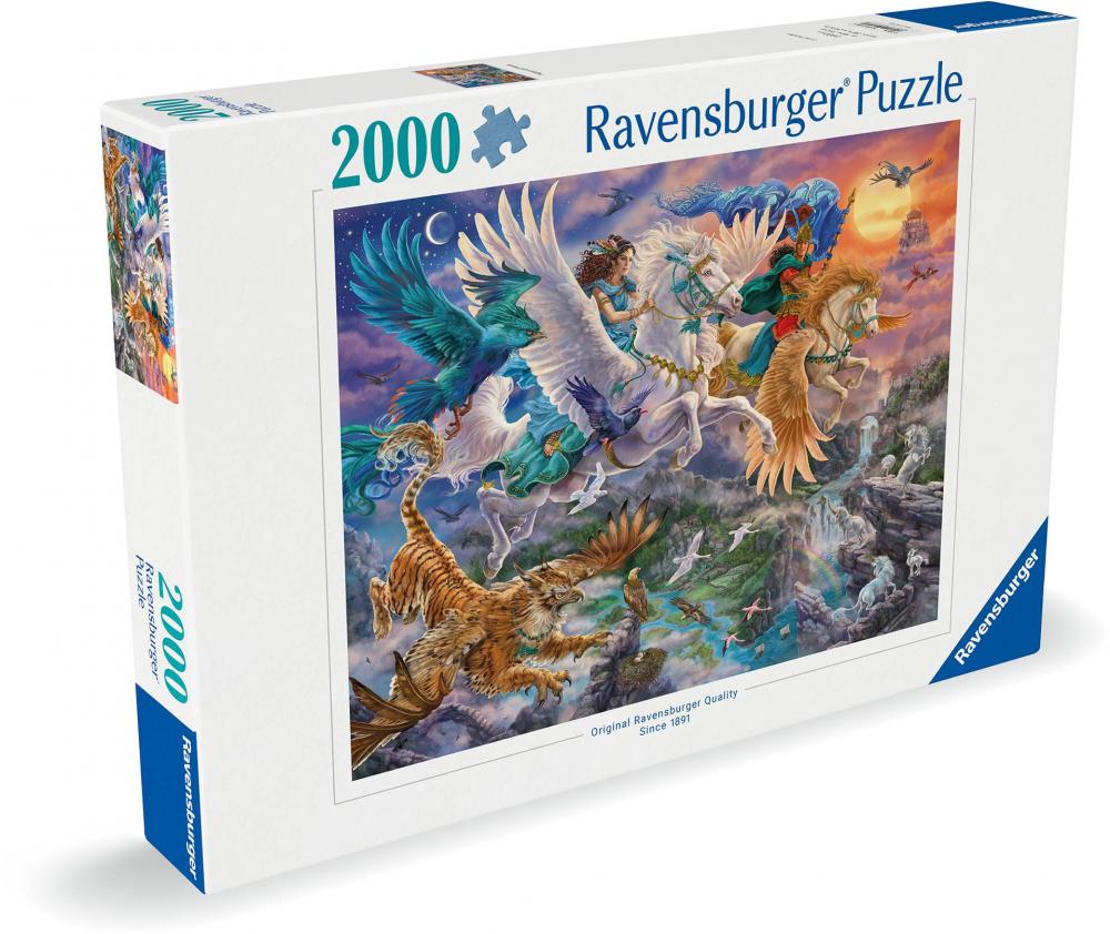 2000 Teile Ravensburger Puzzle Auf dem Pegasus durch die Lüfte 12000806