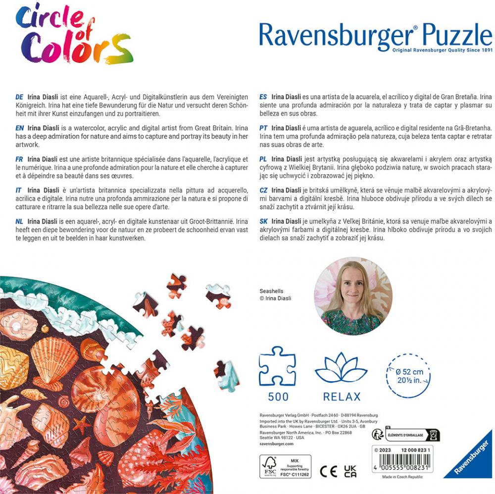 500 Teile Ravensburger Puzzle rund Circle of Colors Seashells 12000823