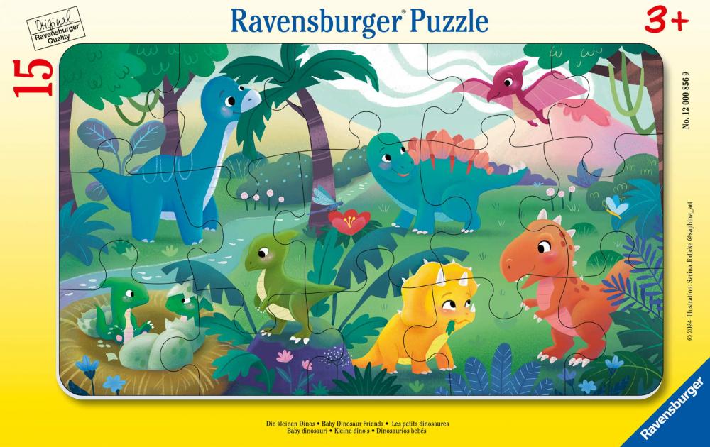 15 Teile Ravensburger Kinder Rahmen Puzzle Die kleinen Dinos 12000856