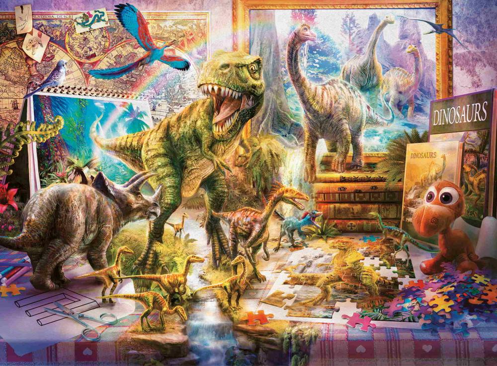 100 Teile Ravensburger Kinder Puzzle XXL Dinos im Kinderzimmer 12000863