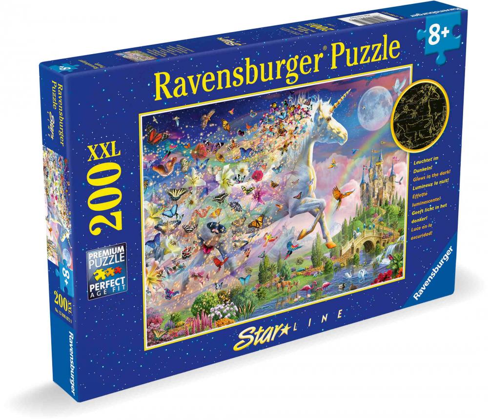 200 Teile Ravensburger Kinder Puzzle XXL Star Line Leuchtendes Schmetterlingseinhorn 12000872