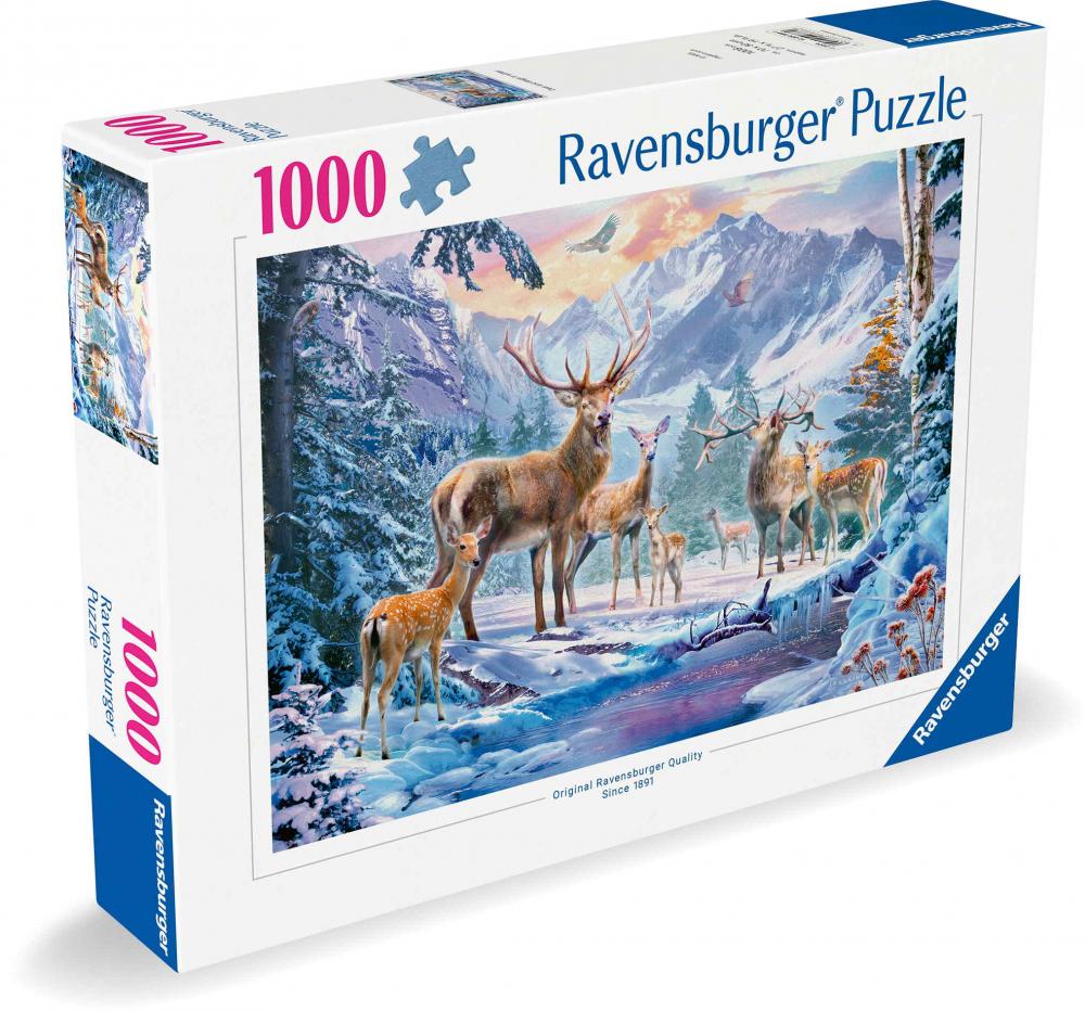 1000 Teile Ravensburger Puzzle Rehe und Hirsche im Winter 12000888