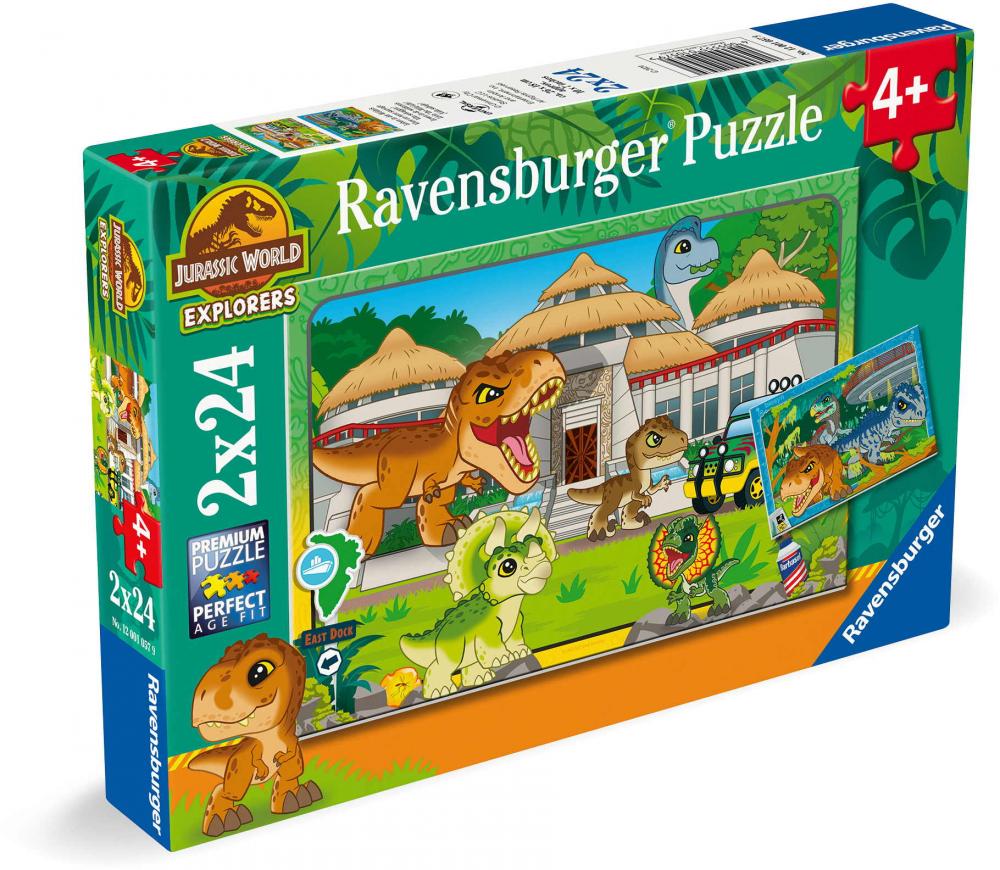 2 x 24 Teile Ravensburger Kinder Puzzle Jurassic Park Leben in der Wildnis 12001057