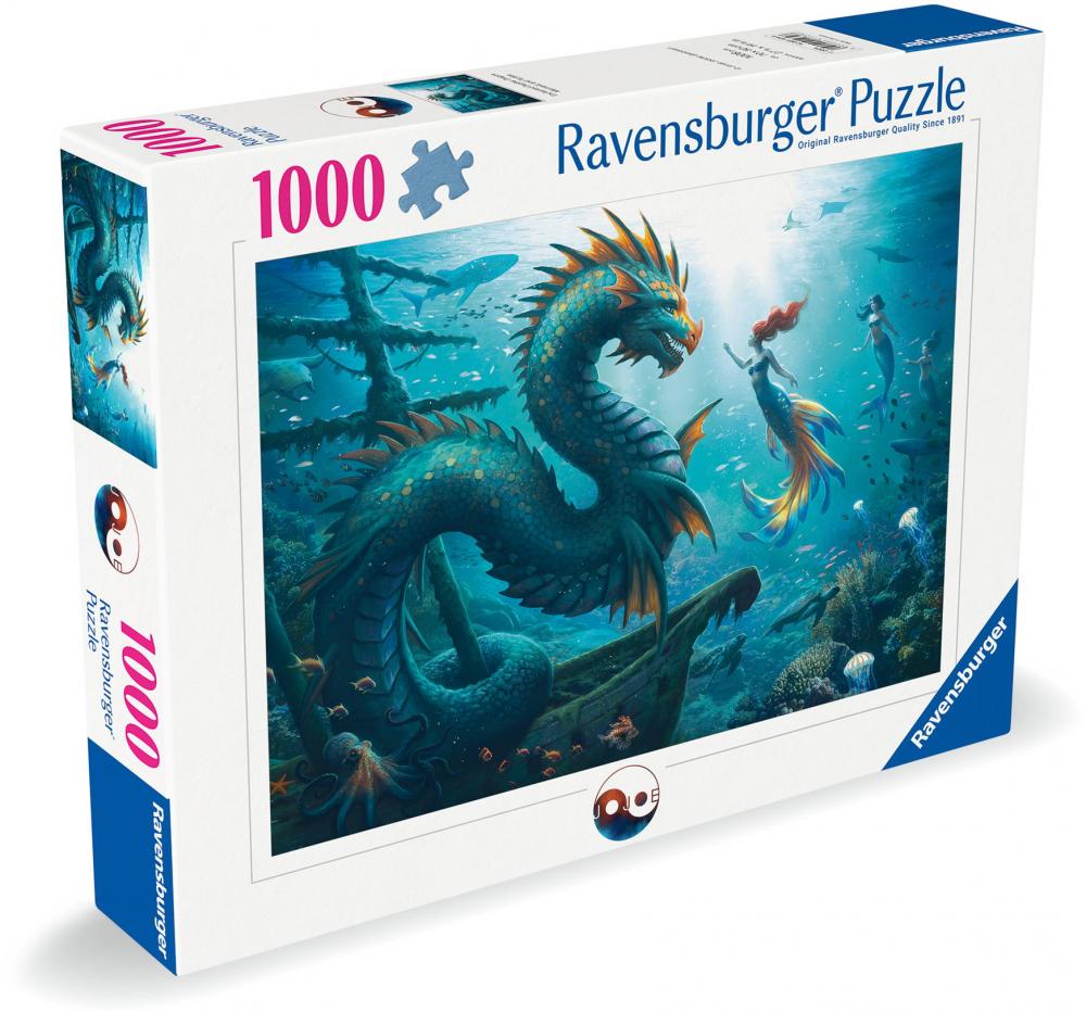 1000 Teile Ravensburger Puzzle Enchanted Depths Dragon, Mermaid and Turtles 12001434