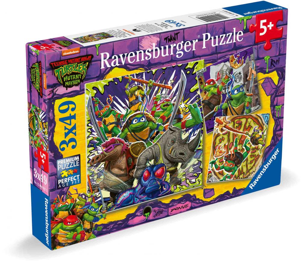 3 x 49 Teile Ravensburger Kinder Puzzle Ninja Turtles 12004012