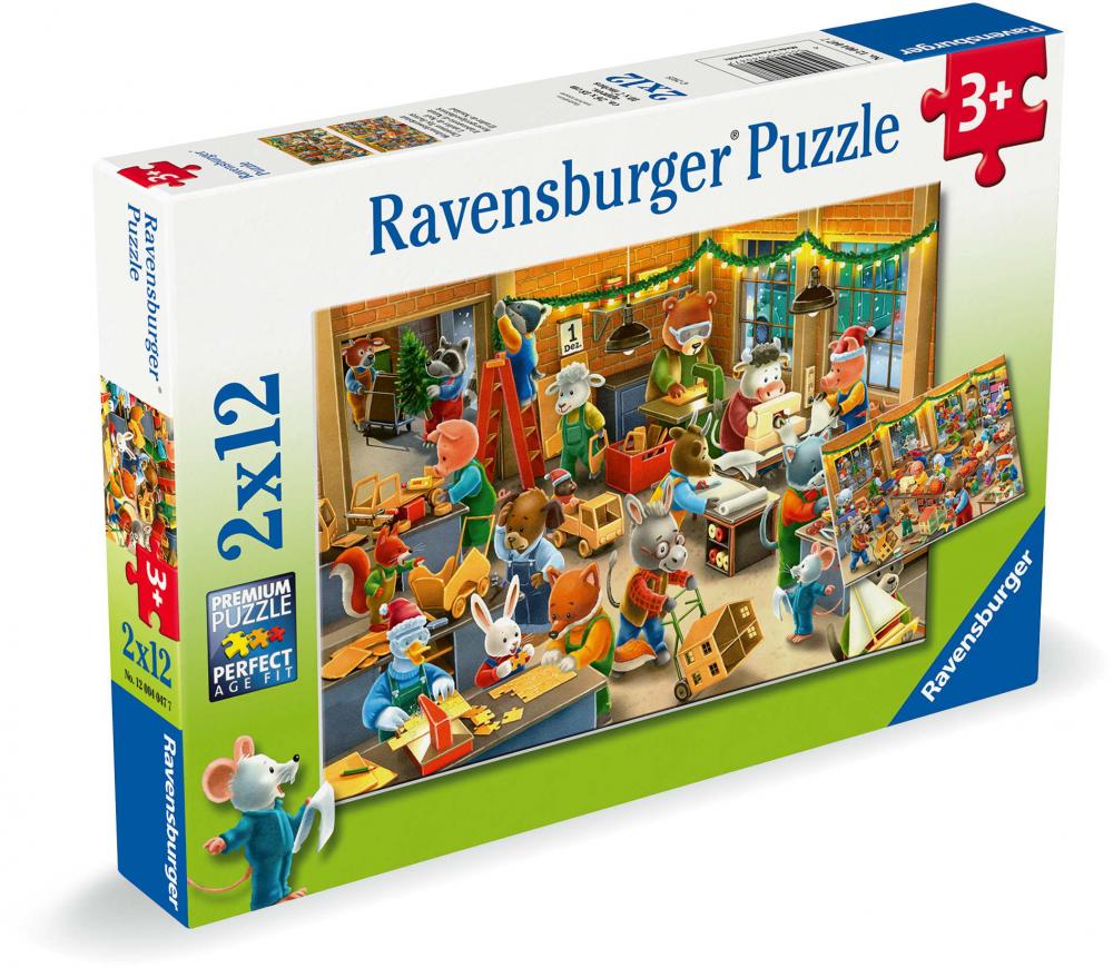 2 x 12 Teile Ravensburger Kinder Puzzle Weihnachtswerkstatt 12004047