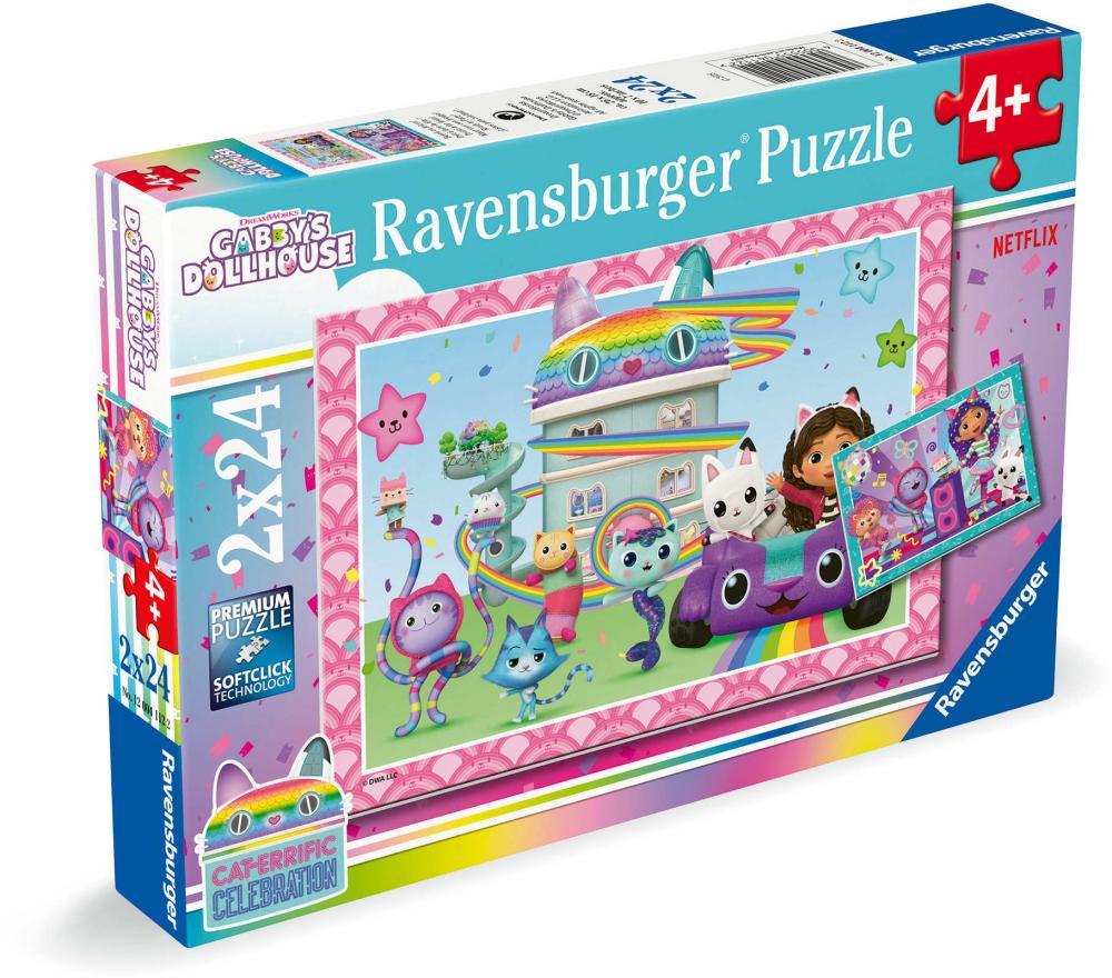 2 x 24 Teile Ravensburger Kinder Puzzle Gabby's Dollhouse Bereit zu feiern! 12004112