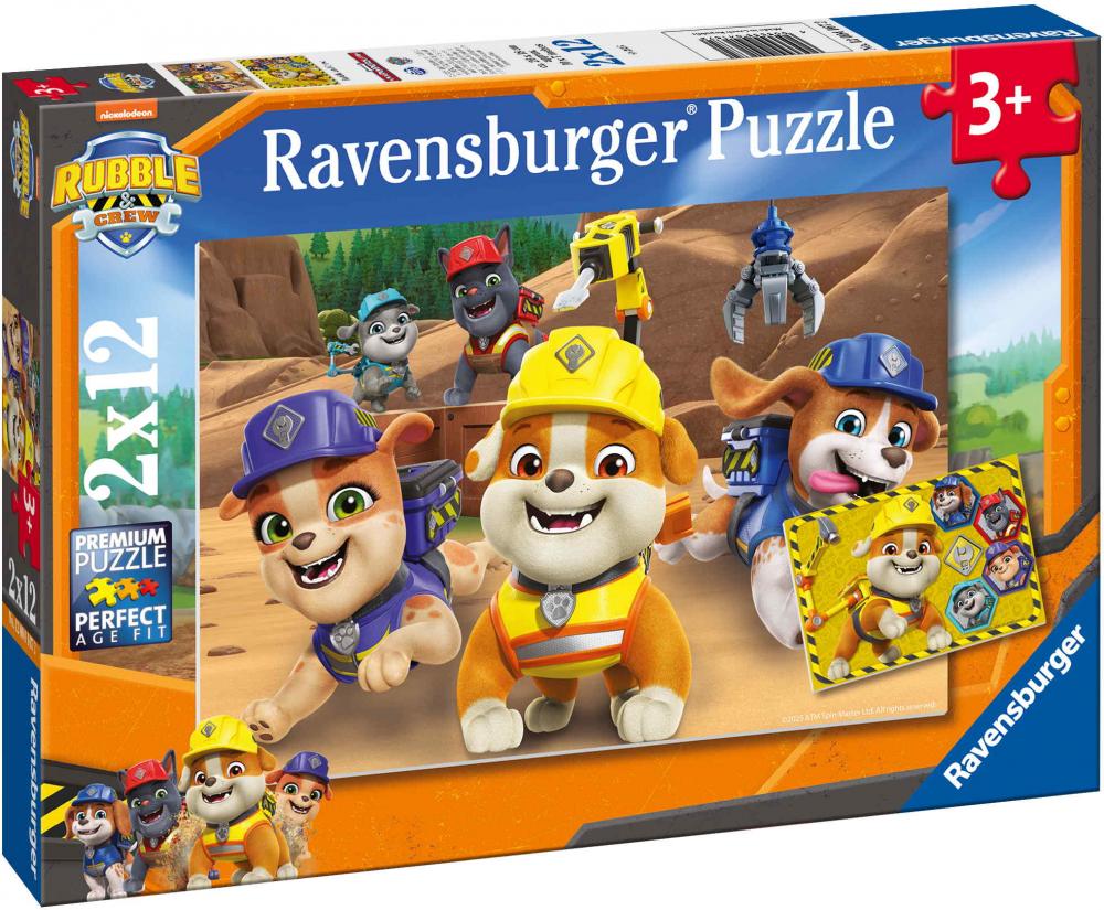 2 x 12 Teile Ravensburger Kinder Puzzle Paw Patrol Bulldoge Rubble und sein Team 12004167