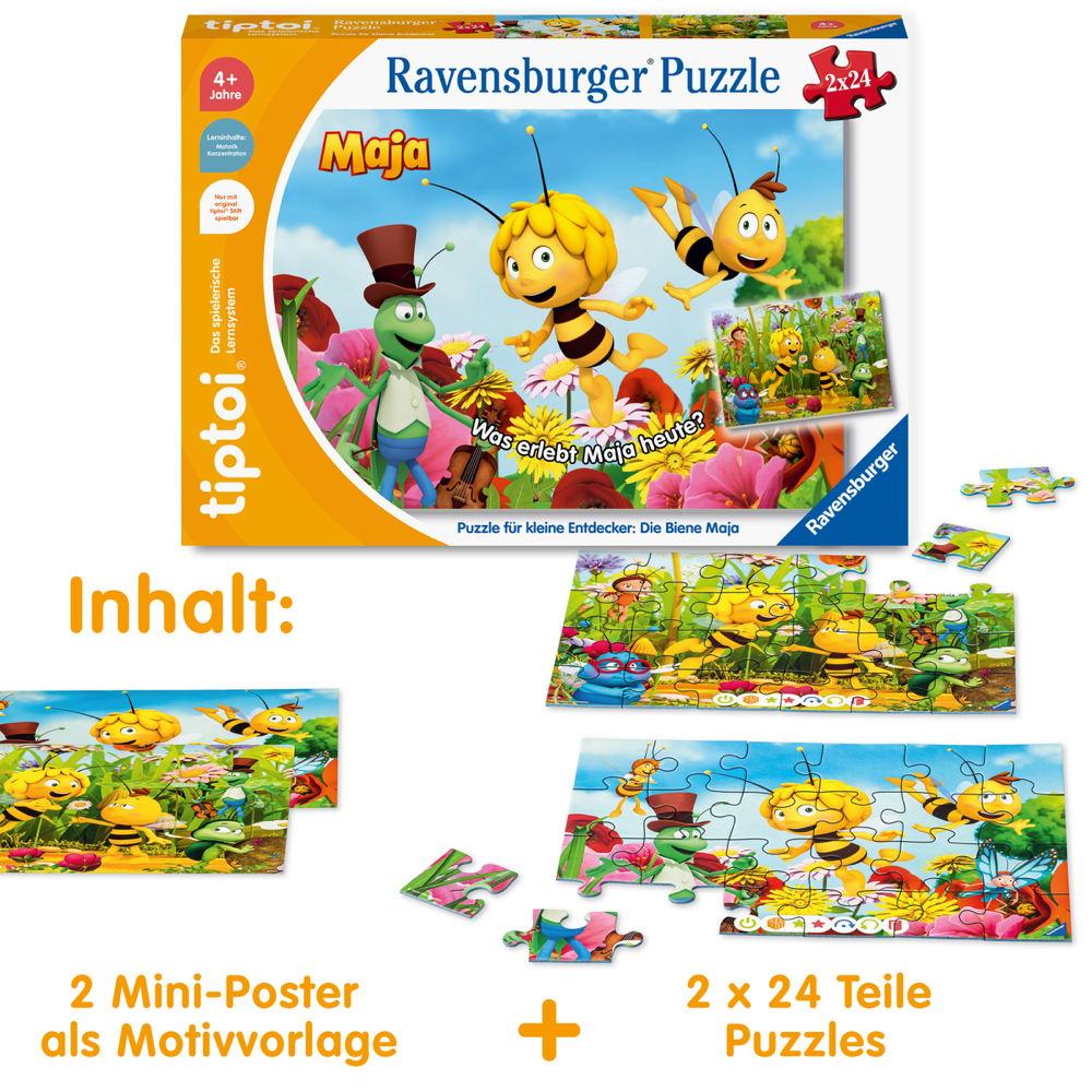 2 x 24 Teile Ravensburger Puzzle tiptoi Puzzeln, Entdecken, Erleben Biene Maja 00141