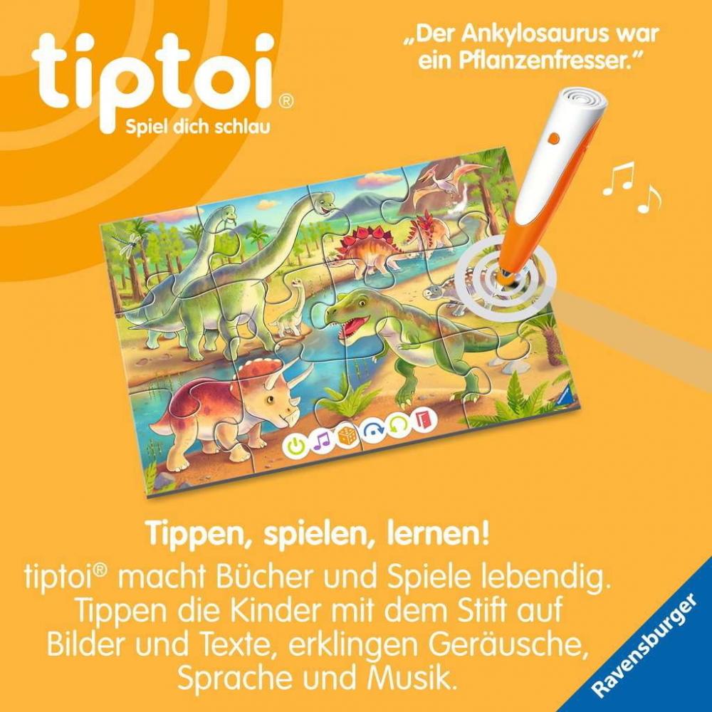 2 x 12 Teile Ravensburger Puzzle tiptoi Puzzeln, Entdecken, Erleben Dinosaurier 00198