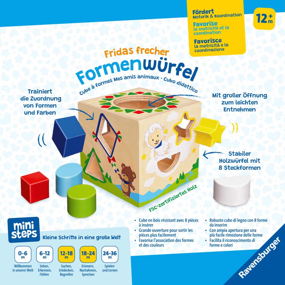 Ravensburger ministeps Kleinkindwelt Spielzeug Fridas frecher Formenwürfel 04581