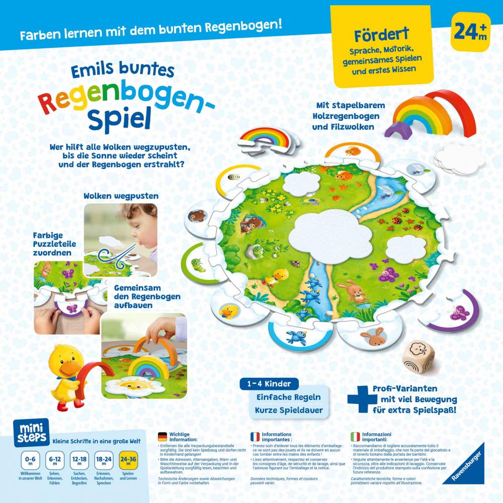 Ravensburger ministeps Kleinkindwelt Spielzeug Emils buntes Regenbogen-Spiel 04582