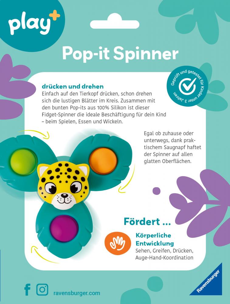 Ravensburger Babywelt Motorikspielzeug Play+ Pop-it Spinner Leopard 04868