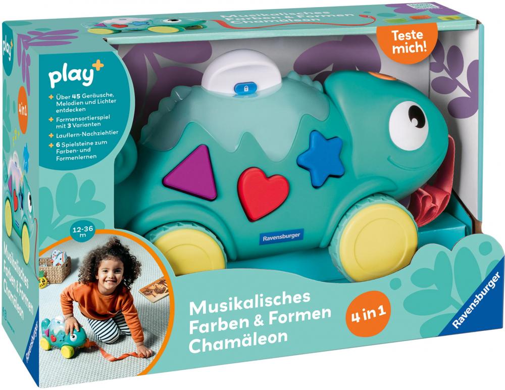 Ravensburger Babywelt Motorikspielzeug Play+ Musikalisches Farben & Formen Chamäleon 04875