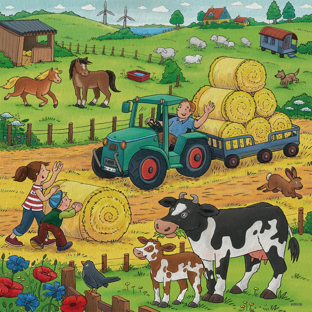 3 x 49 Teile Ravensburger Kinder Puzzle Viel los auf dem Bauernhof 05078