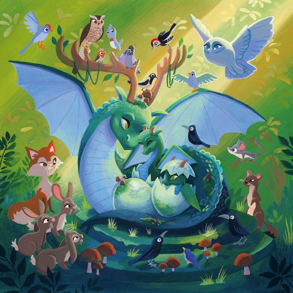 3 x 49 Teile Ravensburger Kinder Puzzle Einhorn, Drache und Fee 05181