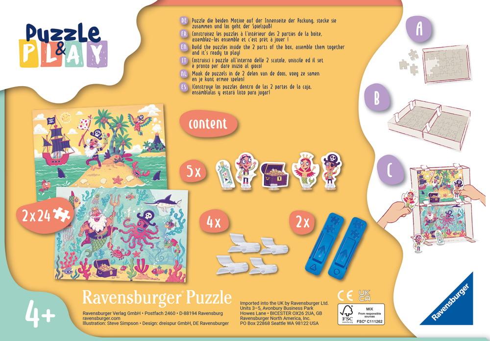 2 x 24 Teile Ravensburger Kinder Puzzle & Play Piraten 1 inkl. Spielfiguren 05591