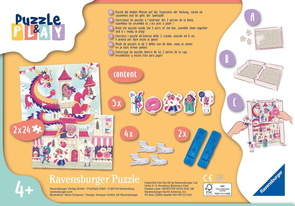 2 x 24 Teile Ravensburger Kinder Puzzle & Play Ritterburg 1 inkl. Spielfiguren 05595