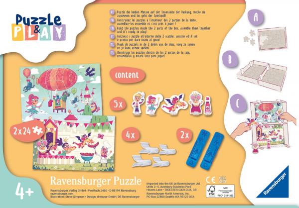 2 x 24 Teile Ravensburger Kinder Puzzle & Play Ritterburg 2 inkl. Spielfiguren 05596