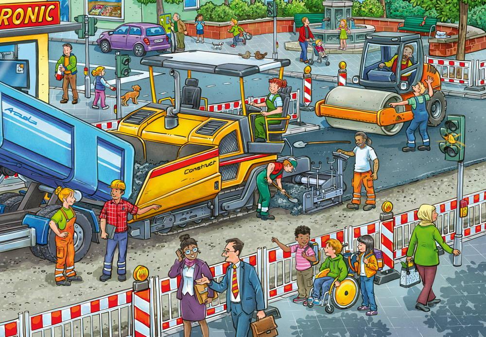 2 x 12 Teile Ravensburger Kinder Puzzle Straßenbaustelle 05635